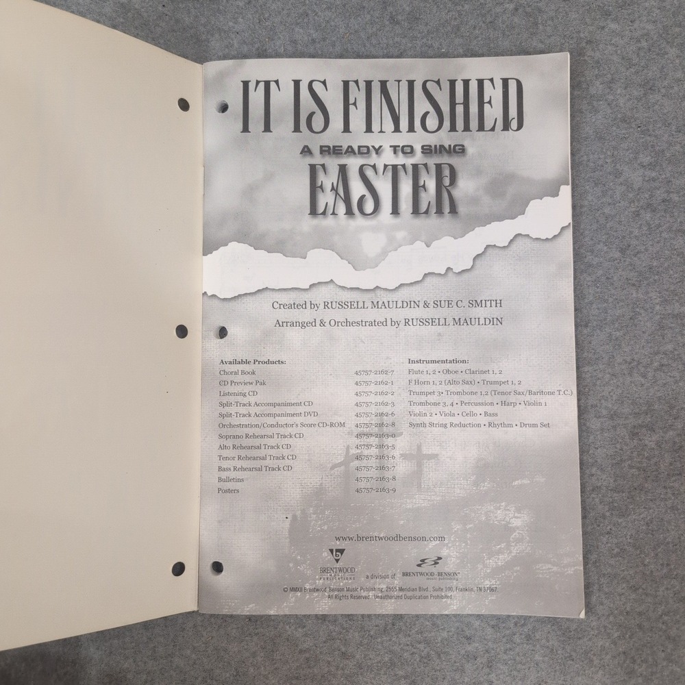 Lot of 14 It Is Finished Ready to Sing Easter Choral Books SATB Russell Mauldin - Picture 3 of 4